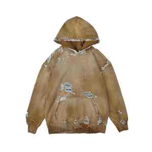 Sudadera con capucha extragrande para hombre, lavada, teñida por goteo, 100% algodón, antiarrugas, de punto, colores sólidos personalizables, con bolsillo, al por mayor - Product Image 1