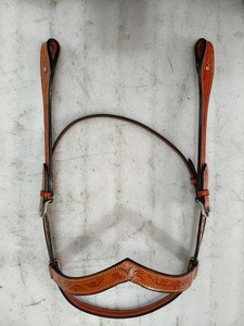 Unique Design Floral (V) Browband Medium Oil Headstall Bridle Hand <b>Tooled</b> Available At Export Quality And Price - Product Image 2