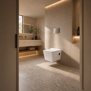 ATOM Modern One Piece Ceramic Wall Hung Toilet Eco-Friendly P-trap Drainage Gravity Flushing Dual-Flush Hospital Washroom - Product Image 6