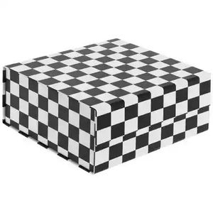 Rectangular Black White Checkered MDF/Resin <b>Double</b> Tier Eco-Friendly Resin Inlay American Style Lacquer Finish Jewelry Box for - Product Image 4