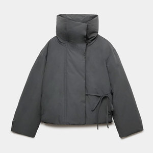 Chaqueta Acolchada de Burbujas para Mujer, Sólida, Gruesa, Cálida, de Manga Larga, con Nuevo Diseño de Cuello, Forro de Algodón Engrosado, Impermeable y con Forro de Lana - Product Image 1
