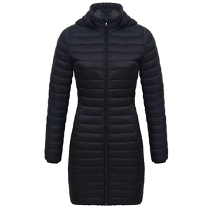 Precio de Fábrica, Chaqueta Larga Acolchada con Capucha para Mujer, Color Sólido, Cierre de Cremallera, Manga Larga, Ropa de Abrigo Cálida para Invierno, OEM ODM - Product Image 2