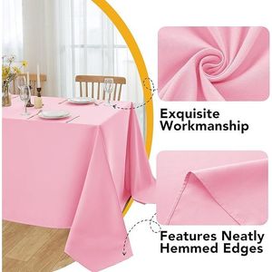 10 Pack 60 X 84 Inches Rectangle Polyester <b>Tablecloths</b> Pink Stain Resistant and Washable for 4 Foot Tables - Product Image 2