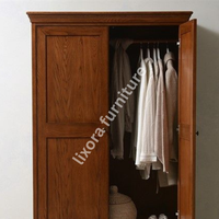 Lemari Pakaian 2 Pintu Kayu Solid Premium, Laci Bawah Luas, Hemat Ruang, Finishing Kayu Oak Klasik, Lemari Kamar Tidur, Ruang Kerja, Ruang Tamu