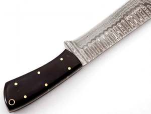 Cuchillo de Cocina Hecho a Mano con Acero de Damasco, Mango de Madera Negra y Bolster de Damasco - Product Image 3