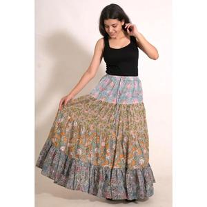Cotton <b>Patchwork</b> Long <b>Skirt</b> Handmade Bohemian Maxi <b>Skirt</b> Vintage Indian Women Ethnic Fashion - Product Image 5