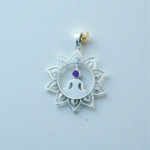 Colgante de Buda Vintage para Mujer, de Plata de Ley 925, Diseño Artístico Budista, Colgantes y Dijes Finos, Sólidos, Unisex, con Corte Redondo - Product Image 1