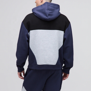 ชุดวอร์มผู้ชายแบบมีฮู้ด สีสันตัดกัน ผ้าฟลีซ เสื้อฮู้ด กางเกงจ็อกเกอร์ รับผลิตตามแบบ OEM เสื้อผ้าสตรีทแวร์ขายส่ง - Product Image 4