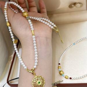 Gargantilla Retro Original Chapada en Oro de 14K con Perlas Naturales de Agua Dulce de 4-5mm, Cadena para Clavícula, Collares Finos - Product Image 3