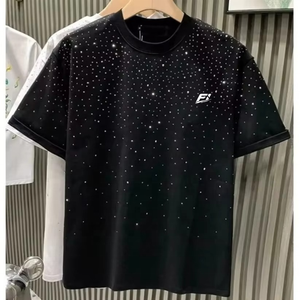 Camisetas de Algodón Extra Grandes con Pedrería Personalizadas al por Mayor para Hombre, Cuello Redondo, Estilo Urbano Y2K, Logotipo Personalizado al por Mayor, EE. UU. - Product Image 1