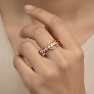 Elegante Anillo de Diamantes Redondos Brillantes Naturales de 0.07 CT, Color H-I, Claridad VS-SI, Minimalista, Oro Sólido, Anillo de Compromiso - Product Image 1