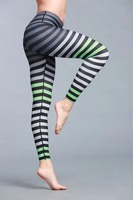Ensemble 2 pièces OEM pour femme, fitness, rayé, léger, respirant, taille haute, effet push-up, sport, yoga, avec logo frontal