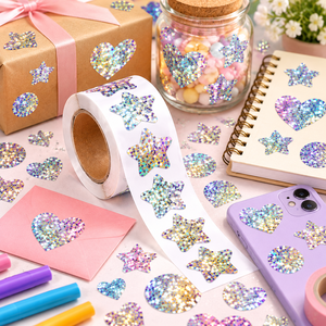 Custom Holographic PVC Sticker <b>Roll</b> Waterproof <b>Vinyl</b> Adhesive Decal Labels For Packaging Decoration Wholesale - Product Image 4