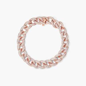 Bracelet chaîne en or rose plaqué diamant, taille brillant rond, sertissage en canal, luxe, unisexe, pour usage quotidien - Product Image 2