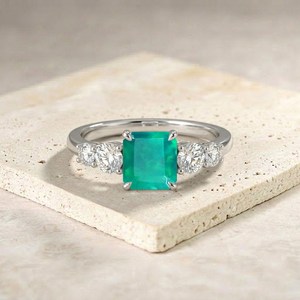 Genuine Green <b>Opal</b> <b>Ring</b> 925 Sterling <b>Silver</b> Square Octagon <b>Opal</b> Engagement <b>Ring</b> Unique October Birthstone Gift - Product Image 1