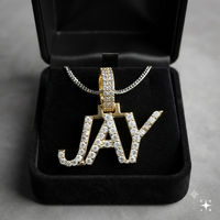 Collier tendance en or massif 10K avec plaque nominative personnalisée en lettres bloquées, serti de diamants Moissanite, pendentifs et breloques sur mesure