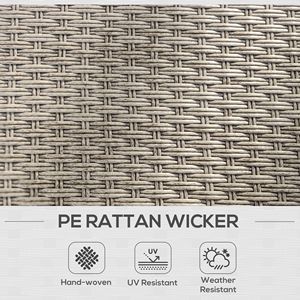 Set di mobili da giardino in rattan grigio chiaro da 5 pezzi, compresi divano, chaise longue, tavolino da caffè, poggiapiedi con cuscini - Product Image 4