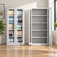 Armoire de classement métallique avec portes vitrées, casier de rangement en acier