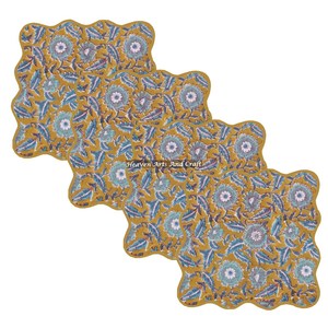 Magnifiques serviettes à bordure festonnée imprimées à la main, personnalisables, carrées, brodées, assorties, motif floral indien imprimé à la main - Product Image 6