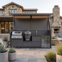 Abri de cuisine extérieure en acier inoxydable 304 européen avec texture métallique recyclée et accessoires d'évier pour barbecue