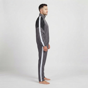Ensemble de survêtement 100 % nylon, coupe-vent zippé, veste et pantalon assortis, pour sports de plein air, tendance, couleur anthracite, deux pièces, vente en gros - Product Image 4