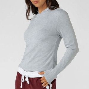 2026 Custom Hoodie Design Long Sleeve Shirt Women <b>Thumb</b> Hole <b>Cuffs</b> Loose Fit Outdoor Fashion Yoga Fitness Moitsure Wicking - Product Image 1