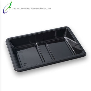 Caja de embalaje rectangular para frutas y verduras, bandeja para servir verduras de grado alimenticio de Model-130E-Black, sin tapa - Product Image 3