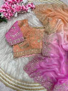 Sari de Satén Fendy de Diseño Exclusivo con Blusa Elegante, Moderno y Estilizado, Última Moda India, para Fiestas, Casual, para Mujer - Product Image 4