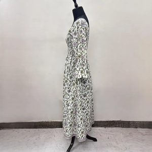 Vestido Casual Midi para Mujer, Tejido 100% Algodón, Liso, Manga Corta, Cintura Imperio, Estilo Babydoll, Cuello en V, Holgado, Funcional - Product Image 4