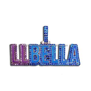 Pendentif personnalisé en or rose, or blanc et argent 925, serti de pierres, style hip-hop, bijoux fins, moissanite VVS certifiée IGI, idéal pour un cadeau - Product Image 1