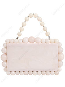 Pochette en résine marbrée avec cadre perlé et chaîne, sac de soirée de créateur pour les acheteurs en gros, OEM et sous marque privée - Product Image 3