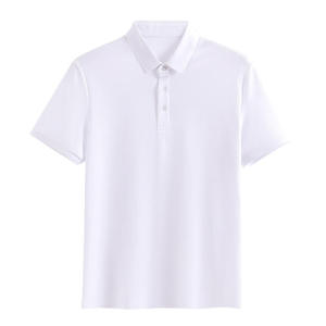 Camiseta de Verano para Hombre, Cuello Solapa, Algodón Mercerizado Perla, Color Sólido - Product Image 2