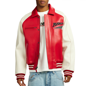Vestes en cuir Avirex pour hommes à col rabattu, de haute qualité, très vendues, style streetwear, pour adultes - Product Image 1