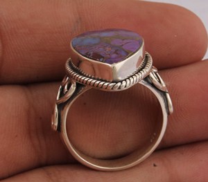 Natural Purple Copper Turquoise Pear <b>Ring</b> 925 Sterling Silver Jewelry Teardrop Purple Gemstone <b>Ring</b> Vintage Style <b>Statement</b> <b>Ring</b> - Product Image 3
