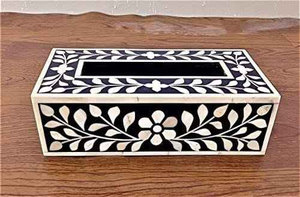 Porte-mouchoirs de luxe 100% naturel en os incrusté, écologique, de qualité supérieure, poli, fait main, taille personnalisée - Product Image 2