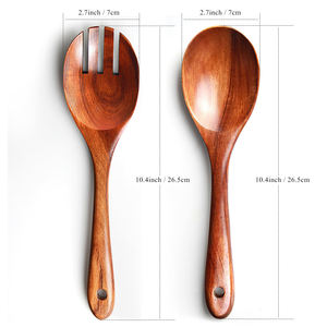 Ensemble de Cuillères et Fourchettes à Salade en Bois Poli Miroir, Design Moderne, Écologique, Lavable au Lave-Vaisselle - Product Image 3