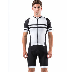 Ensemble maillot et short de cyclisme zippé pour homme, tenue de course cycliste d'été, athlétique, séchage rapide, 100% polyester - Product Image 1