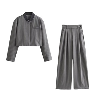 Women Striped Blazer Wide-Leg Pants Set Custom Certified Hotel <b>Office</b> Wear Business Casual Suit Set 2 Piece Formal Sets 2026 - Product Image 1
