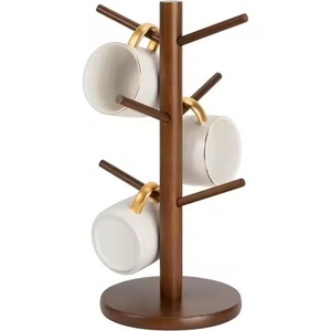 Hot Selling Modern Medium Brown Wood Coffee Cup Tree Compact Kitchen Storage Tabletop <b>Mug</b> Display Organizer Stand <b>Mug</b> <b>Holder</b> - Product Image 4