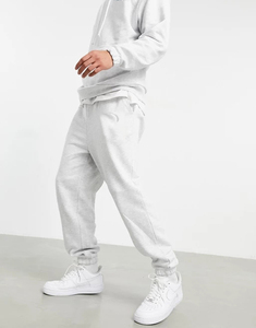 Ensemble de survêtement blanc à capuche pour homme – Pantalon et sweat-shirt décontractés en coton de couleur unie avec cordon de serrage, coupe ample, idéal pour l'automne - Product Image 4