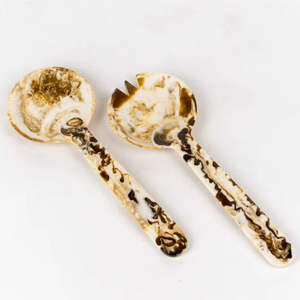 Juego de Cuchara y Tenedor para Ensalada de Resina Premium Moderna, Vajilla Ecológica y Duradera para Fiestas con Mango Largo - Product Image 1