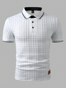 Men's Casual Commuter Patch-Up <b>Half</b> Placket Polo <b>Shirt</b> t <b>Shirt</b> For Men - Product Image 3