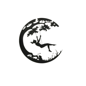 ภาพศิลปะติดผนังโลหะรูปเด็กหญิงแกว่งบนดวงจันทร์สำหรับห้องนอน |   งานศิลปะติดผนังโลหะทันสมัยที่ดีที่สุดสำหรับตกแต่งบ้าน - Product Image 1