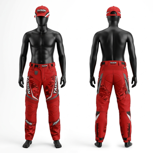 Pantalones de Paintball Premium de 280 GSM, Poliéster y Spandex, Color Negro con Paneles Naranjas, Sublimación, Bordado, Logotipo Personalizado - Product Image 5