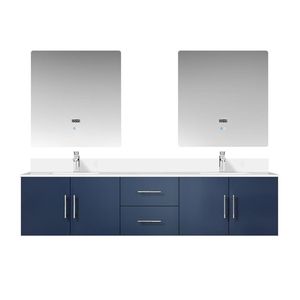 Blu navy 80 pollici. L X 22 Pollici Mobile bagno doppio con piano in marmo colato da 30 pollici Set di Specchi LED e Rubinetti per Mobili da Bagno - Product Image 1