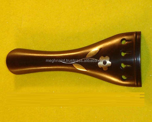 Cordier de violon rond en bois d'ébène avec selle noire et incrustation en laiton (comme sur l'image) - Product Image 2