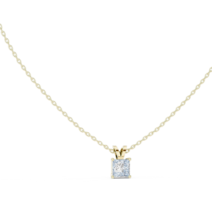 Pendentif solitaire en or 14 carats avec diamant princesse cultivé en laboratoire, plaqué rhodium, certifié IGI, pour femme, mariage, fiançailles, usage quotidien - Product Image 1