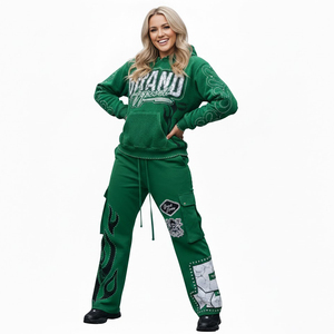 ชุดวอร์มพิมพ์ลายประดับคริสตัลขนาดใหญ่ |   เสื้อผ้าสตรีทแวร์พรีเมียมสำหรับทุกเพศ ดีไซน์ทันสมัย พร้อมชุดแทรคสูทผ้าสั่งทำพิเศษ - Product Image 3