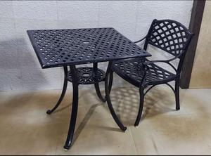 Traditional Iron Coffee <b>Table</b> with Lattice Top and Decorative Base Waterproof Cushions for Courtyard Use - Product Image 4