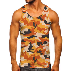 Men's Camouflage Sleeveless Tank <b>Top</b> O-Neck Casual Breathable Knitted Polyester Fit - Product Image 1